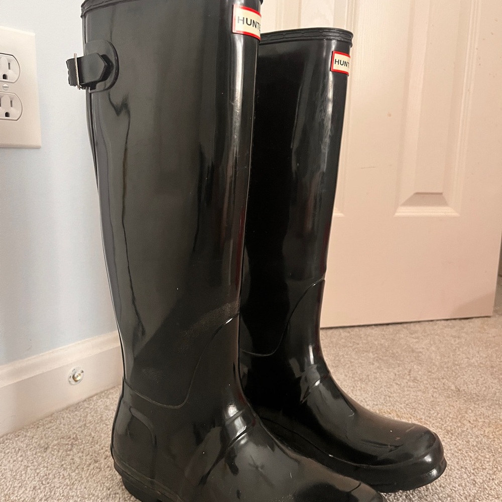 Hunter Black Rain Boots with Label